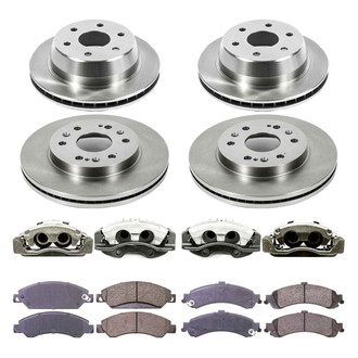 Callahan Brake Parts® - Plain Front and Rear Brake Kit with Calipers
