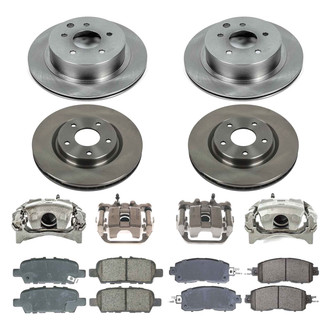 Callahan Brake Parts® - Plain Front and Rear Brake Kit with Calipers