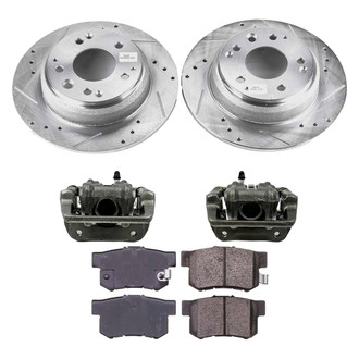 Callahan Brake Parts® - Drilled and Slotted Rear Brake Kit with Calipers