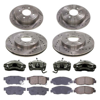 Callahan Brake Parts® - Drilled and Slotted Front and Rear Brake Kit with Calipers