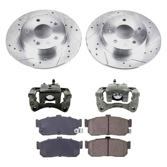 Callahan Brake Parts® - Drilled and Slotted Rear Brake Kit with Calipers