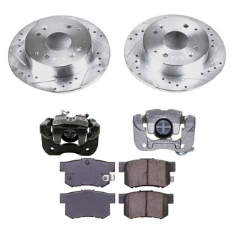 Callahan Brake Parts® - Drilled and Slotted Rear Brake Kit with Calipers