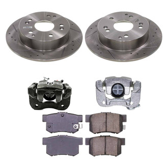 Callahan Brake Parts® - Drilled and Slotted Rear Brake Kit with Calipers