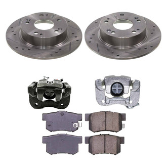 Callahan Brake Parts® - Drilled and Slotted Rear Brake Kit with Calipers