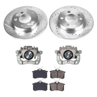 Callahan Brake Parts® - Drilled and Slotted Rear Brake Kit with Calipers