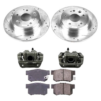 Callahan Brake Parts® - Drilled and Slotted Rear Brake Kit with Calipers