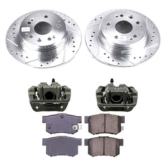 Callahan Brake Parts® - Drilled and Slotted Rear Brake Kit with Calipers
