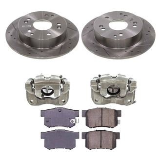 Callahan Brake Parts® - Drilled and Slotted Rear Brake Kit with Calipers