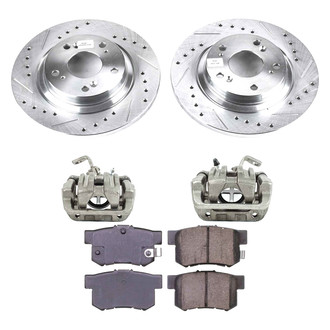 Callahan Brake Parts® - Drilled and Slotted Rear Brake Kit with Calipers