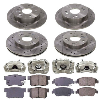 Callahan Brake Parts® - Drilled and Slotted Front and Rear Brake Kit with Calipers