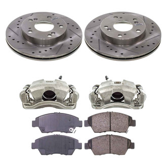 Callahan Brake Parts® - Drilled and Slotted Front Brake Kit with Calipers