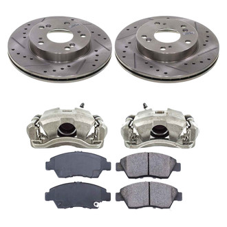 Callahan Brake Parts® - Drilled and Slotted Front Brake Kit with Calipers