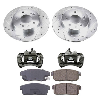 Callahan Brake Parts® - Drilled and Slotted Rear Brake Kit with Calipers