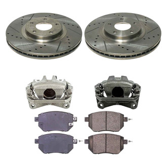 Callahan Brake Parts® - Drilled and Slotted Front Brake Kit with Calipers