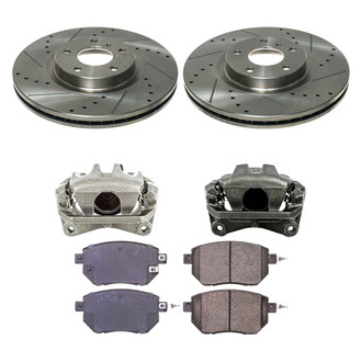Callahan Brake Parts® - Drilled and Slotted Front Brake Kit with Calipers