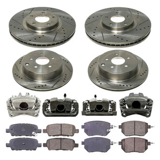 Callahan Brake Parts® - Drilled and Slotted Brake Kit with Calipers