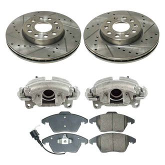 Callahan Brake Parts® - Drilled and Slotted Front Brake Kit with Calipers