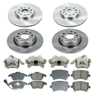 Callahan Brake Parts® - Plain Front and Rear Brake Kit with Calipers