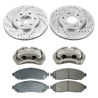 Callahan Brake Parts® - Drilled and Slotted Front Brake Kit with Calipers