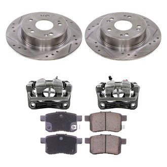 Callahan Brake Parts® - Drilled and Slotted Rear Brake Kit with Calipers
