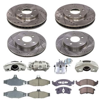 Callahan Brake Parts® - Drilled and Slotted Front and Rear Brake Kit with Calipers