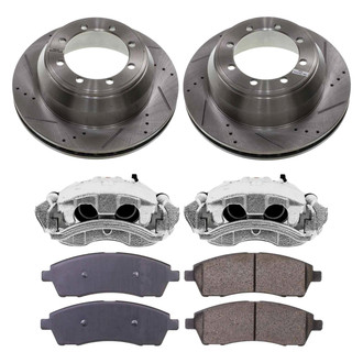 Callahan Brake Parts® - Drilled and Slotted Rear Brake Kit with Calipers