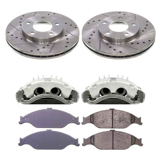 Callahan Brake Parts® - Drilled and Slotted Front Brake Kit with Calipers