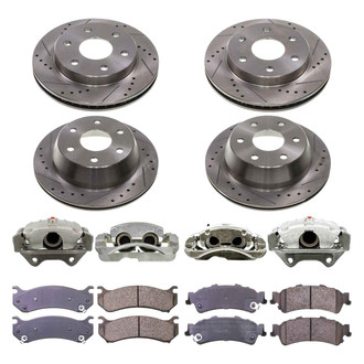 Callahan Brake Parts® - Drilled and Slotted Front and Rear Brake Kit with Calipers