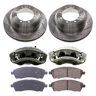 Callahan Brake Parts® - Drilled and Slotted Rear Brake Kit with Calipers