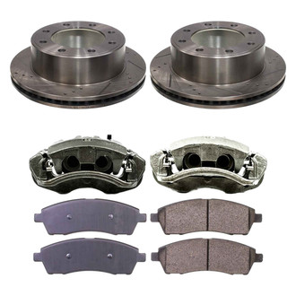 Callahan Brake Parts® - Drilled and Slotted Rear Brake Kit with Calipers