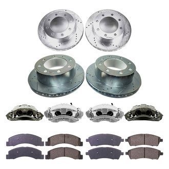 Callahan Brake Parts® - Drilled and Slotted Front and Rear Brake Kit with Calipers