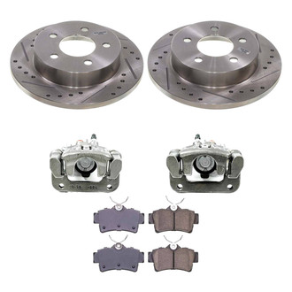 Callahan Brake Parts® - Drilled and Slotted Rear Brake Kit with Calipers