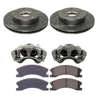 Callahan Brake Parts® - Drilled and Slotted Front Brake Kit with Calipers