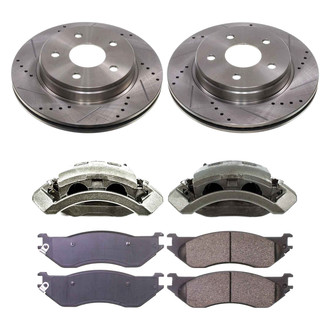 Callahan Brake Parts® - Drilled and Slotted Front Brake Kit with Calipers