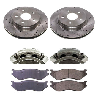 Callahan Brake Parts® - Drilled and Slotted Front Brake Kit with Calipers