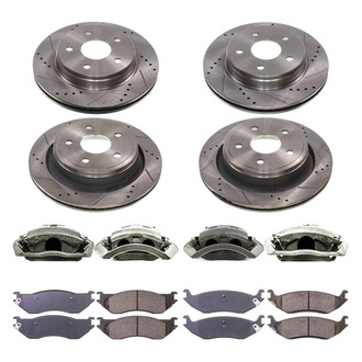 Callahan Brake Parts® - Drilled and Slotted Front and Rear Brake Kit with Calipers