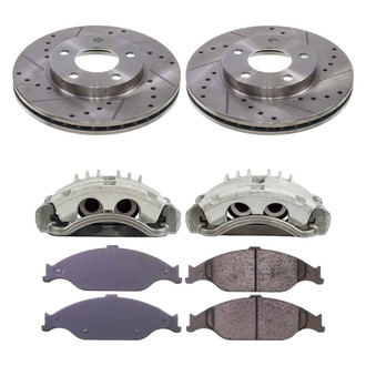 Callahan Brake Parts® - Drilled and Slotted Front Brake Kit with Calipers