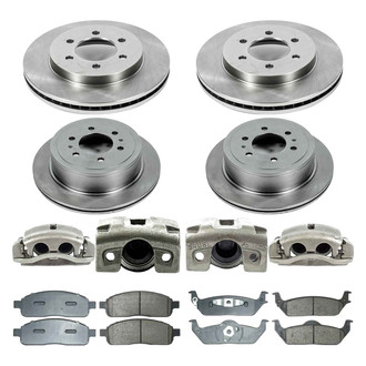 Callahan Brake Parts® - Plain Front and Rear Brake Kit with Calipers