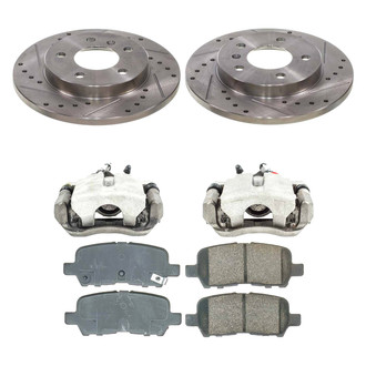 Callahan Brake Parts® - Drilled and Slotted Rear Brake Kit with Calipers