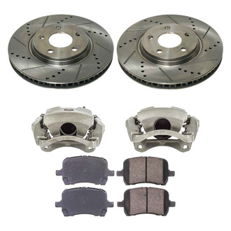 Callahan Brake Parts® - Drilled and Slotted Front Brake Kit with Calipers
