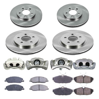 Callahan Brake Parts® - Plain Front and Rear Brake Kit with Calipers