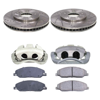 Callahan Brake Parts® - Drilled and Slotted Front Brake Kit with Calipers