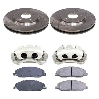 Callahan Brake Parts® - Drilled and Slotted Front Brake Kit with Calipers