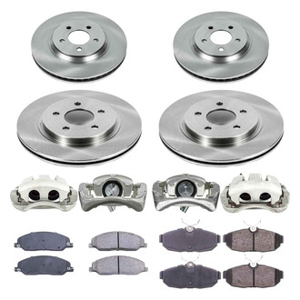Callahan Brake Parts® - Plain Front and Rear Brake Kit with Calipers