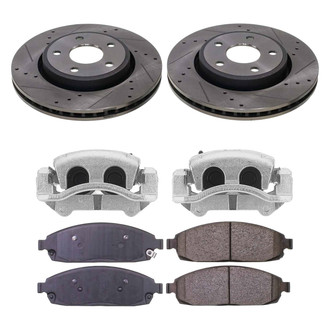 Callahan Brake Parts® - Drilled and Slotted Front Brake Kit with Calipers