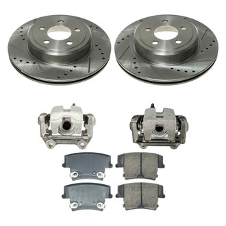 Callahan Brake Parts® - Drilled and Slotted Rear Brake Kit with Calipers