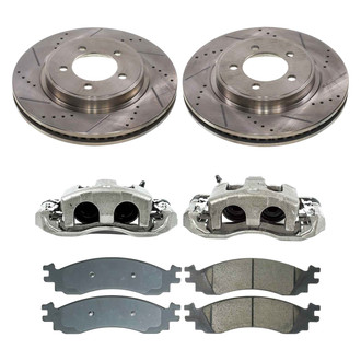 Callahan Brake Parts® - Drilled and Slotted Front Brake Kit with Calipers