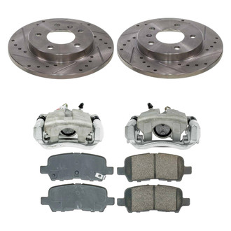 Callahan Brake Parts® - Drilled and Slotted Rear Brake Kit with Calipers
