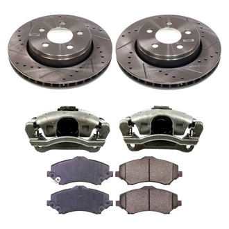 Callahan Brake Parts® - Drilled and Slotted Front Brake Kit with Calipers