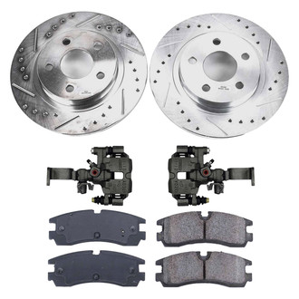 Callahan Brake Parts® - Drilled and Slotted Rear Brake Kit with Calipers